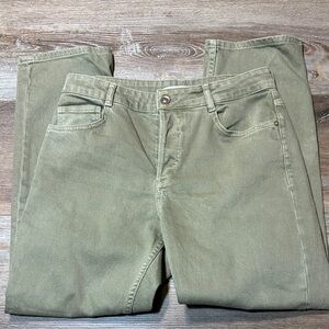 Zara Women's Straight Leg Jeans - Olive Green